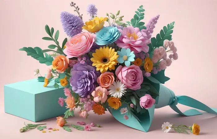 Artistic 3D Flower Bokeh Design Illustration